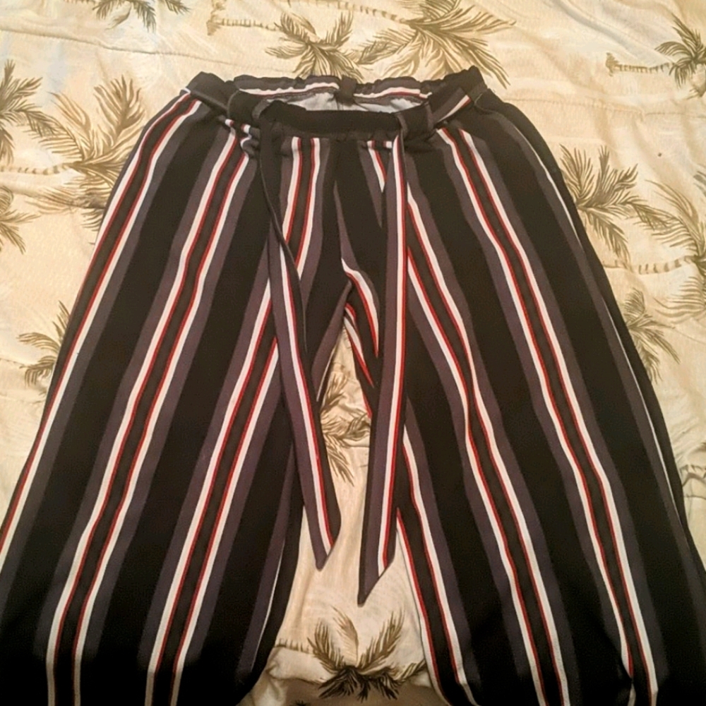 Hot Kiss 💋 Black, White and Red Striped Joggers